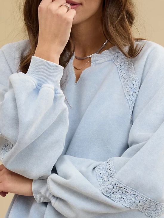 aerie Tops - Aerie Hey Crochet White Boho Crewneck Sweatshirt Size X-Small oversized